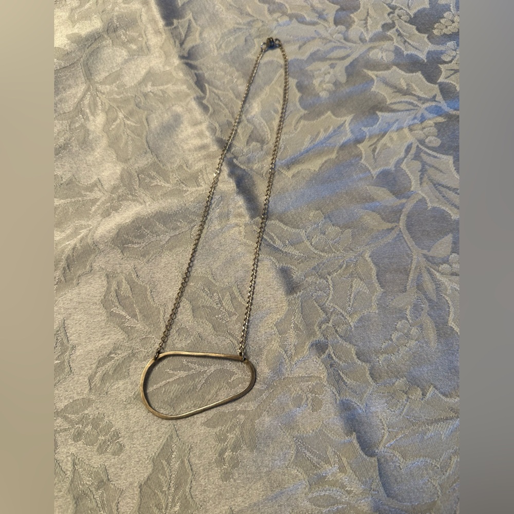 Sterling Silver Oval Pendant Necklace - Picture 3 of 4